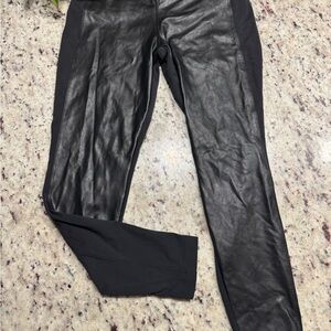 Athleta Black Faux Leather Panel Leggings